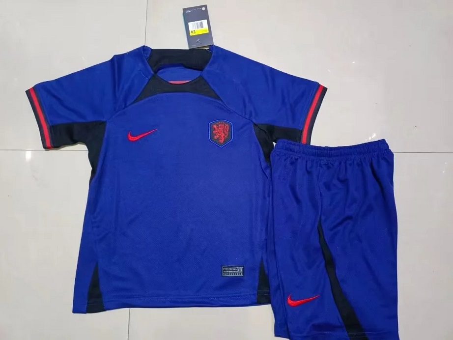 Kids-Netherlands 2022 World Cup Away Soccer Jersey
